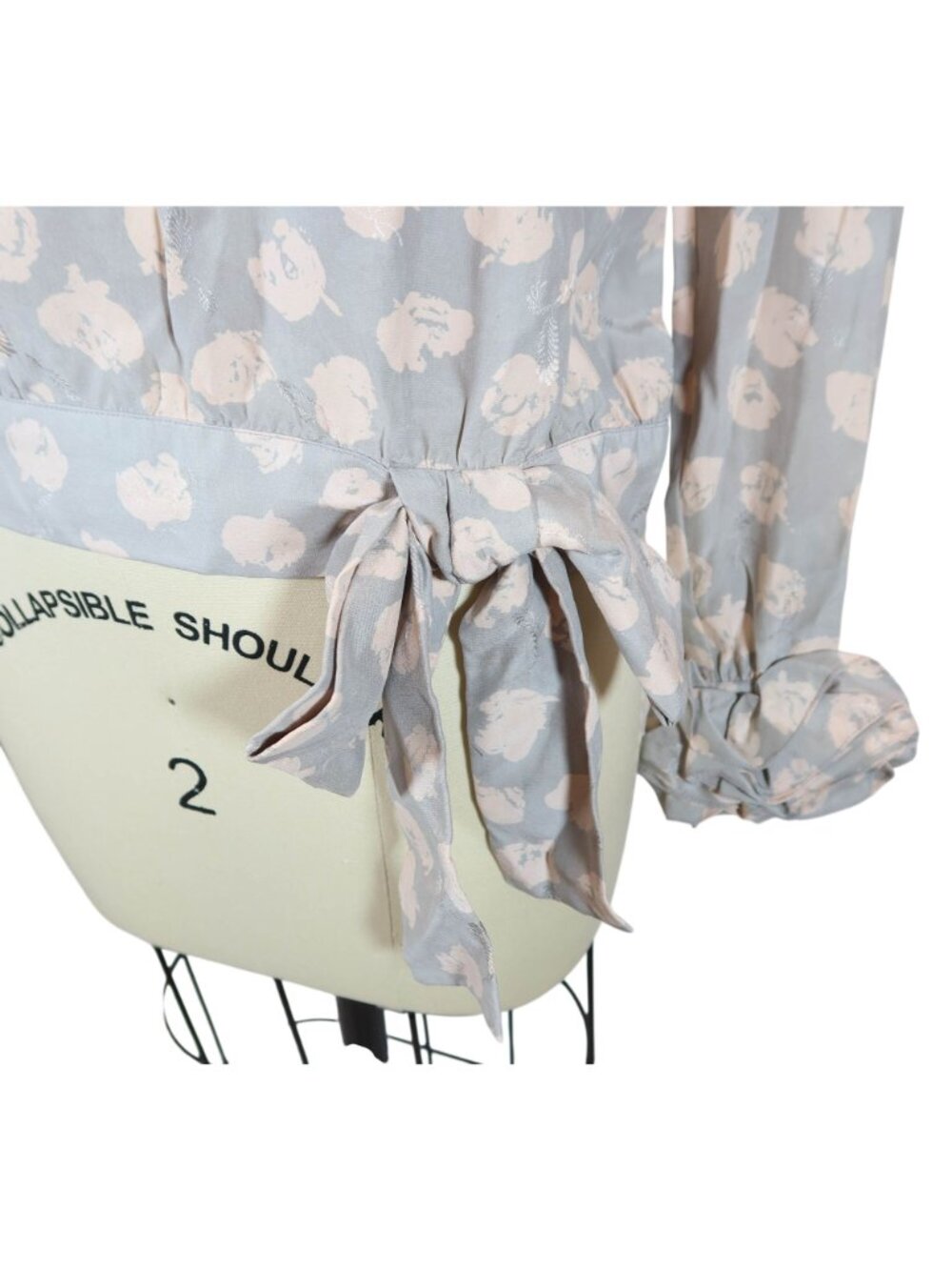 JERRI SHERMAN Vintage Silk Polka Dot Ruffle Neck & Cuff Secretary Blouse Size 4 - Picture 4 of 10